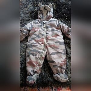 Carter's Gray and Brown Camouflage Footie